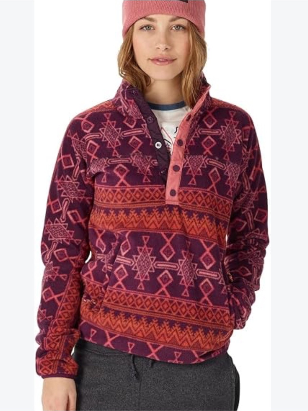 Burton Damski Anouk Geometric Snap-Front Fleece Pullover